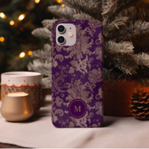 Royal Purple Gold Damask Monogram Case-Mate iPhone 14 Plus Case