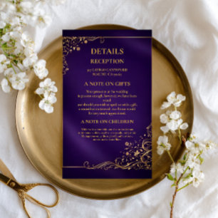 Royal Purple Gold Floral Enclosure Card