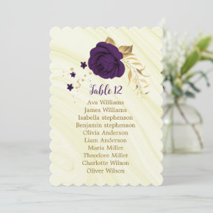 royal purple gold floral geometric seating chart invitation