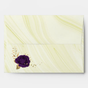 royal purple gold floral marble wedding envelope