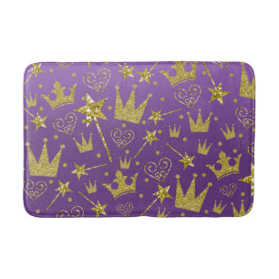 Royal Purple & Gold Glitter Girls Princess Bath Mat