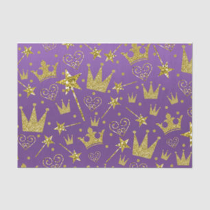 Royal Purple & Gold Glitter Girls Princess Party Tissue Paper