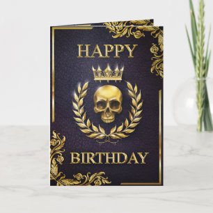 Royal Purple & Gold King of the Dead Birthday Card