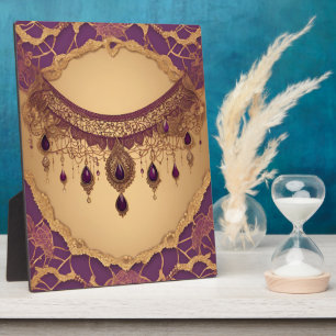Royal Purple Gold Lace AI art Plaque