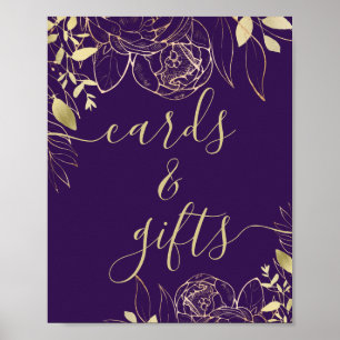 Royal Purple & Gold Modern Floral Cards & Gifts Poster