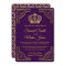 Royal Purple Gold Ornate Crown Wedding Invitation