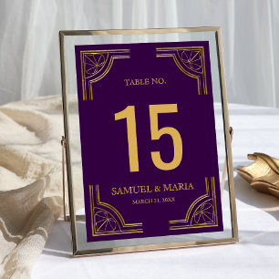 Royal Purple Gold Ornate Wedding Table Number