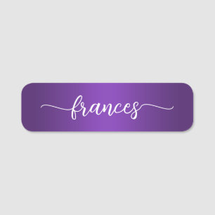 Royal Purple Gradient Handwritten Script Name Tag