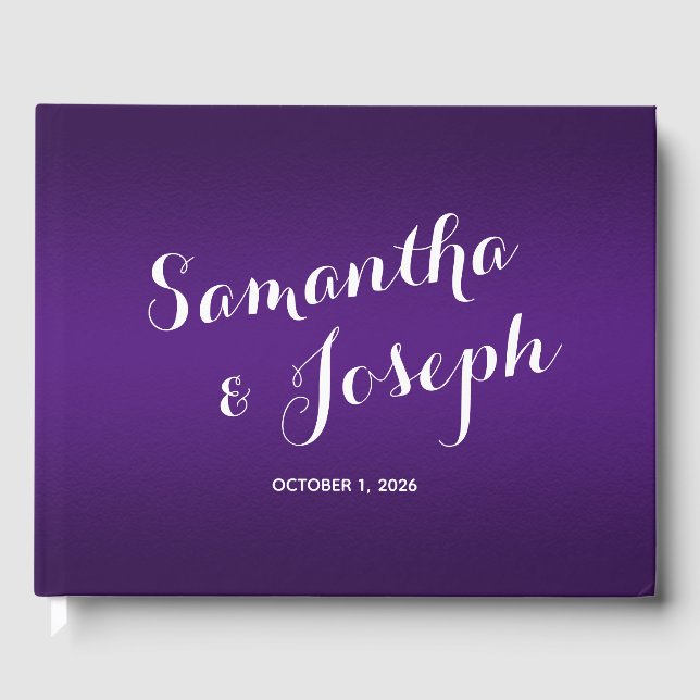Royal Purple Gradient Wedding Guest Book (Front)