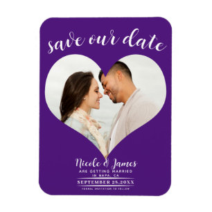 Royal Purple Heart Photo Wedding Save the Date Magnet