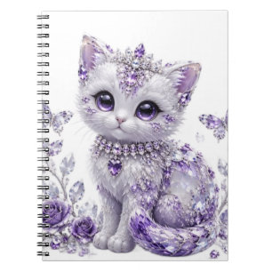Royal Purple Jewelled Kitten Fantasy Notebook
