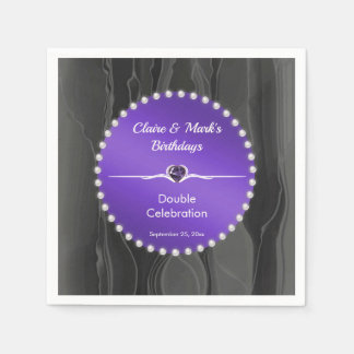 Royal Purple Joint Birthday Black Silk Pearls  Napkin