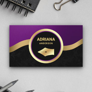 Royal Purple Lawyer Attorney Gold Pen Nib Notary Business Card