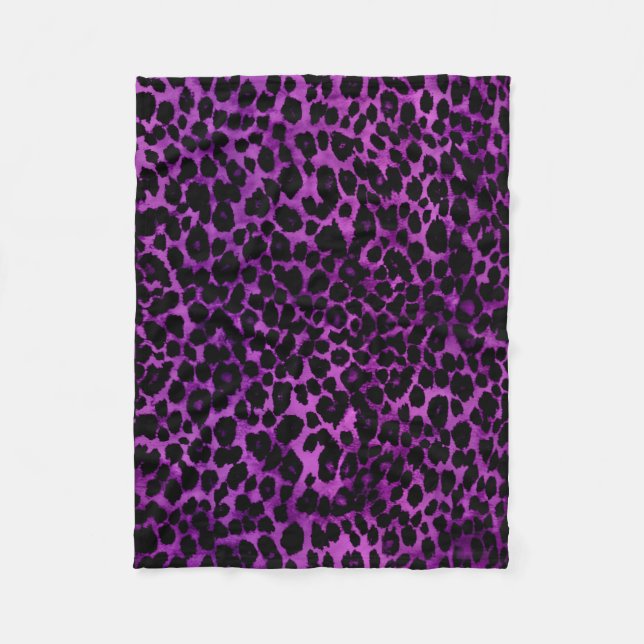 Royal Purple Leopard Print Fleece Blanket (Front)