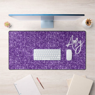 Royal Purple Luxury Glitter Desk Mat