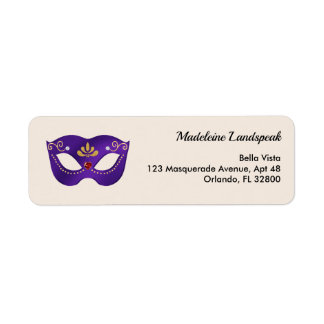 Royal Purple Masquerade Alabaster Cream Gold Return Address Label