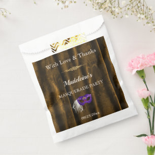 Royal Purple Masquerade Gold Damask Favour Bag
