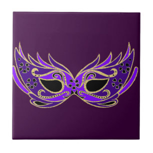 Royal purple masquerade mask ceramic tile