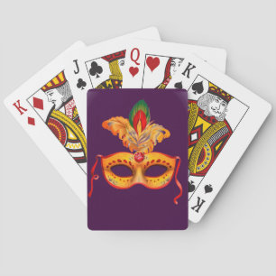 Royal purple masquerade mask mardi gras playing cards