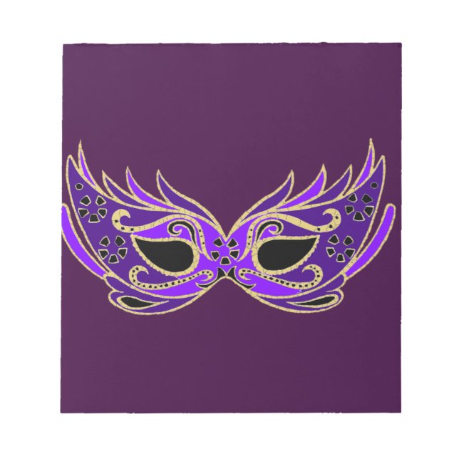 Royal purple masquerade mask notepad (Front)