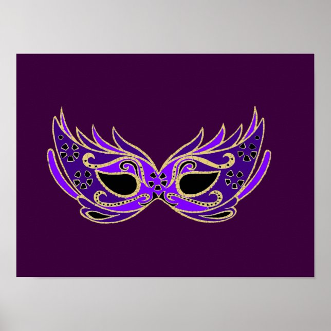 Royal purple masquerade theatrical mask poster (Front)