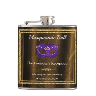 Royal Purple Masquerade Venetian Gold Damask Gala Hip Flask