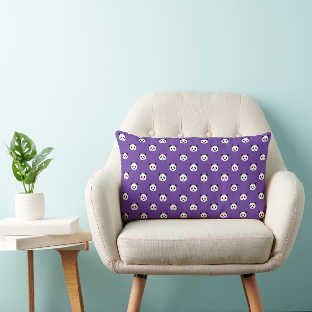 Royal Purple - Minimalist Panda Pattern Lumbar Cushion (Chair)