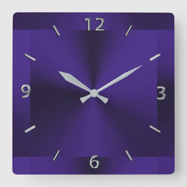 Royal Purple Modern Metallic Clock (Front)