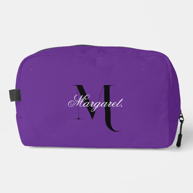 Royal Purple Monogram Dopp Kit With Custom Name (Front)