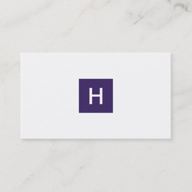 Royal Purple Monogram Square Business Card (Front)