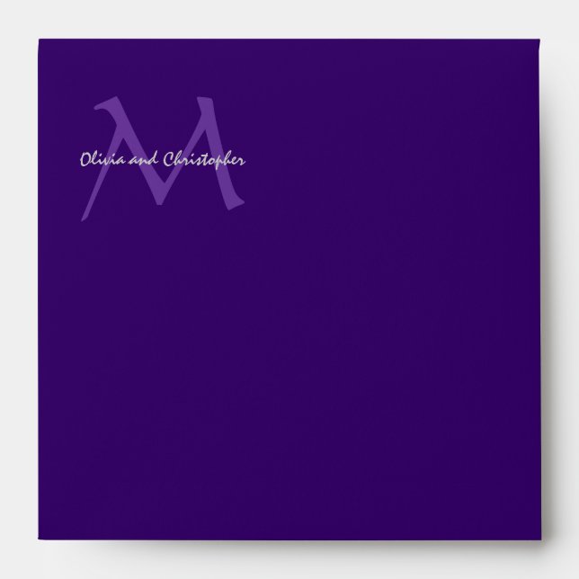 Royal Purple Monogram Wedding Invitation Envelope (Front)
