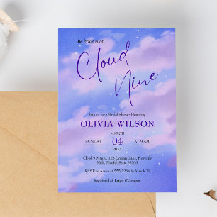 Royal Purple On Cloud 9 Bridal Shower Invitation