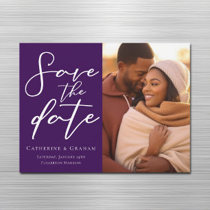 Royal Purple Photo Save the Date Magnetic Card