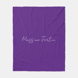 Royal Purple Plain Elegant Minimalist Calligraphy Fleece Blanket