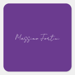 Royal Purple Plain Elegant Minimalist Calligraphy Square Sticker