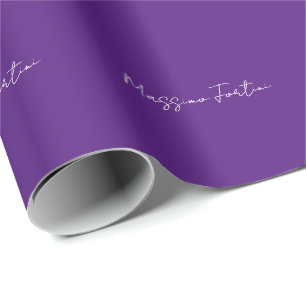 Royal Purple Plain Elegant Minimalist Calligraphy Wrapping Paper