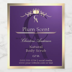 Royal Purple Product Label Gold Frame and Monogram