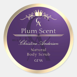 Royal Purple Product Label Gold Frame and Monogram