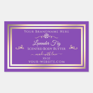 Royal Purple Product Label with Gold Shimmer Frame