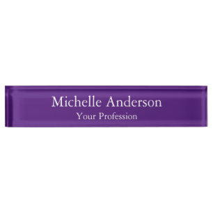 Royal Purple Professional Manager Modern Plain Nameplate