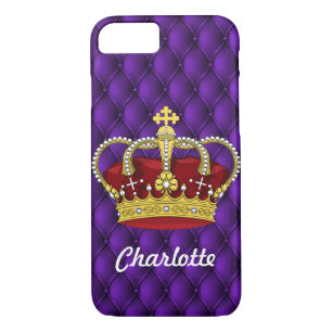 Royal Purple & Queen's Crown With First Name iPhone 8/7 Case