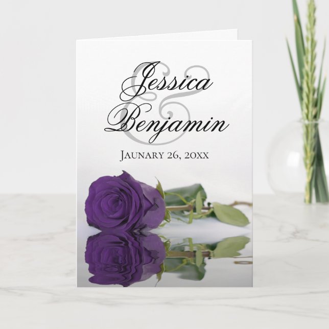 Royal Purple Rose Elegant Romantic Photo Wedding Invitation (Front)