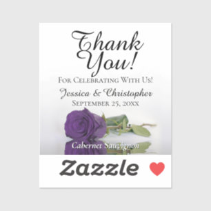 Royal Purple Rose Wedding Thanks Mini Bottle Label