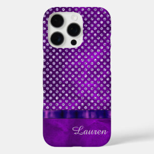 Royal Purple Silver Gem Personalised iPhone 16 Pro Case