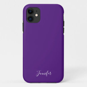Royal Purple Solid Colour Custom Monogram iPhone 11 Case
