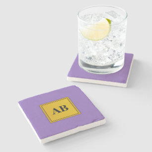 Royal purple solid colour with monogram stone coaster
