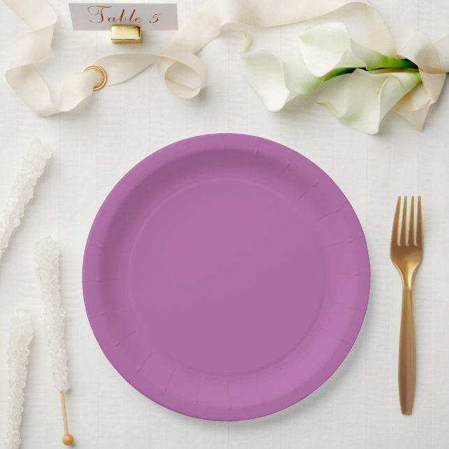 Royal Purple Solid Purple Paper Plate (Wedding)