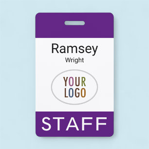 Royal Purple Staff ID Name Badge Clip Reel Lanyard ID Badge