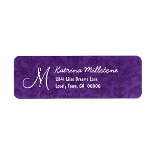 ROYAL PURPLE Textured Monogram M Address Label Return Address Label