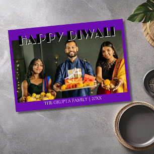 Royal Purple Traditional Photo Happy Diwali Holiday Card